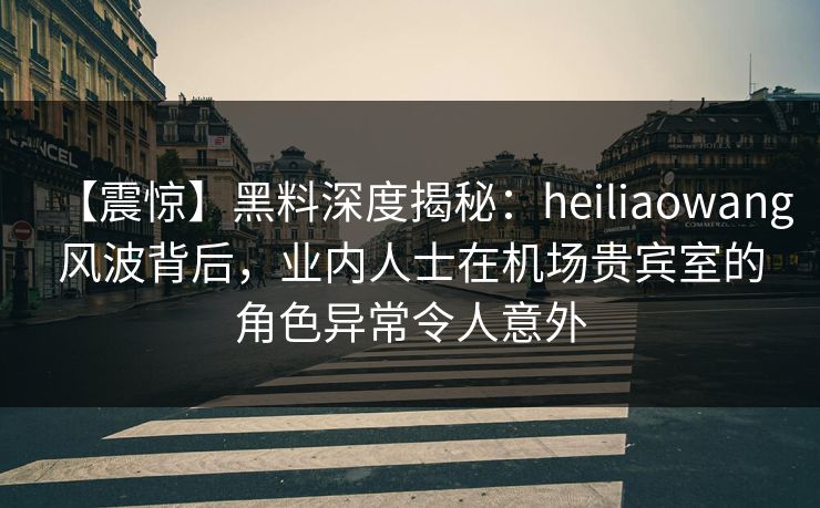 【震惊】黑料深度揭秘：heiliaowang风波背后，业内人士在机场贵宾室的角色异常令人意外