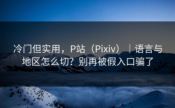 冷门但实用，P站（Pixiv）｜语言与地区怎么切？别再被假入口骗了