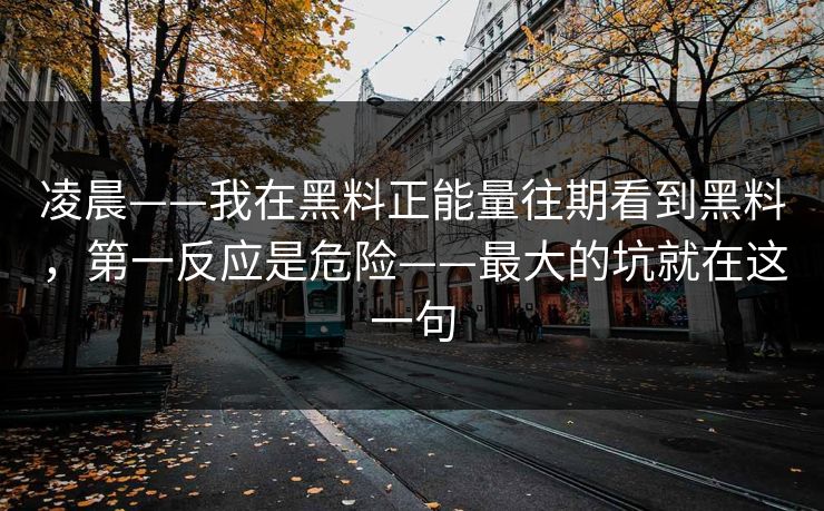 凌晨——我在黑料正能量往期看到黑料，第一反应是危险——最大的坑就在这一句